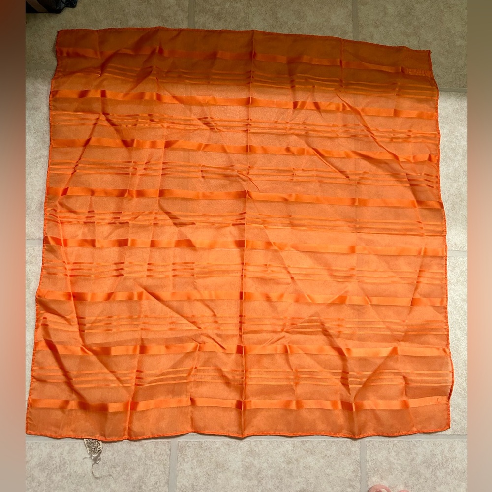 VTG Orange Polyester Square scarf with shadow stripes.